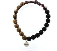 Bracelet Rubis du Brésil + Perles Hématite + bois de 8 mm Longueur 19-20 cm Rouge et Noir TRENDYFLAIR