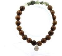 Bracelet Rubis du Brésil + Perles Onyx noir mat + bois de 8 mm | Longueur 19-20 cm | Rouge, Noir | TRENDYFLAIR G