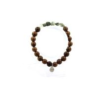 Bracelet Rubis du Brésil + Perles Onyx noir mat + bois de 8 mm | Longueur 19-20 cm | Rouge, Noir | TRENDYFLAIR