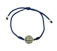Bracelet Saint Benoît | Cordon réglable avec médaille de Saint Ben | Saint patron des étudiants et de l'Europe | Cadeau catholique pour première communion ou confirmation, Métal, Sans pierre précieuse