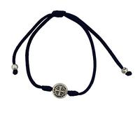 Bracelet Saint Benoît | Cordon réglable avec médaille de Saint Ben | Saint patron des étudiants et de l'Europe | Cadeau catholique pour première communion ou confirmation, Métal, Sans pierre précieuse