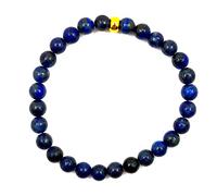 Bracelet sans fermoir en pierres véritables, perles de 6 mm avec intercalaire plaqué or. Idée cadeau NOEL, Saint Valentin (LAPIS LAZULI, 20)