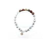 Bracelet Saphir de Mogok, Birmanie, Myanmar + Perles Jaspe léopard + Obsidienne Mahogany + Howlite 8 mm - A Bijoux Blanc