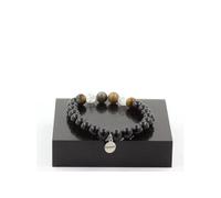 Bracelet en saphir de Mogok, Birmanie, Myanmar + perles de quartz concassées du Brésil + œil de tigre + agate noire 8 mm