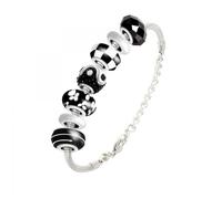 Bracelet - SC Crystal - Charms perles noirs - Acier inoxydable - 18cm - Femme