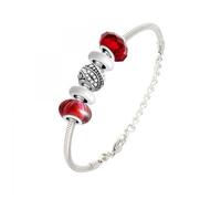 Bracelet - SC CRYSTAL - Rouge - Acier inoxydable - Charms en verre - 18 cm (+5 cm de rallonge)