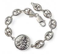 Bracelet Scapulaire de Notre-Dame du Mont-Carmel, Sacré-Cœur de Jésus, argent massif 925, 19 cm, avec cordon gourmette