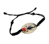 Bracelet Scorpion noir phosphorescent avec graine rouge - Heterometrus spinifer