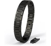 Bracelet SERASAR Premium en acier inoxydable pour homme [Power] Acier chirurgical 316L, Noir, 17 cm