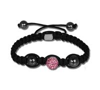 Bracelet Shamballa Original Sterlinx Avec 1 Boule Rose Pailletée Shs11a