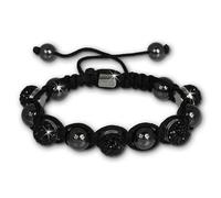 Bracelet Shamballa Original Sterlinx Avec 5 Boules Noires Pailletées Shs51s