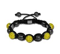 Bracelet Shamballa Original Sterlinx Avec 5 Boules Pailletées Jaunes Shs51y