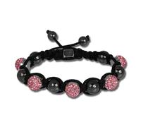 Bracelet Shamballa Original Sterlinx Avec 5 Boules Pailletées Roses Shs51a