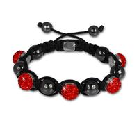 Bracelet Shamballa Original Sterlinx Avec 5 Boules Pailletées Rouges Shs51r