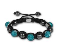 Bracelet Shamballa Original Sterlinx Avec 5 Boules Pailletées Turquoise Shs51t