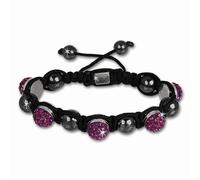 Bracelet Shamballa Original Sterlinx Avec 5 Boules Pailletées Violettes Shs51v