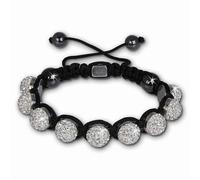 Bracelet Shamballa Original Sterlinx Avec 9 Boules Pailletées Blanches Shs90w