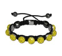 Bracelet Shamballa Original Sterlinx Avec 9 Boules Pailletées Jaunes Shs90y