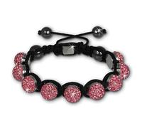 Bracelet Shamballa Original Sterlinx Avec 9 Boules Pailletées Roses Shs90a