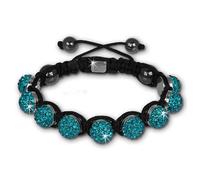 Bracelet Shamballa Original Sterlinx Avec 9 Boules Pailletées Turquoise Shs90t