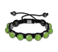 Bracelet Shamballa Original Sterlinx Avec 9 Boules Pailletées Vertes Shs90l