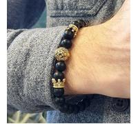 Bracelet - SHOP-STORY - KING BRACELET - Onyx Noir - Tête de Lion - 8 mm Perles