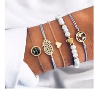 Bracelet - SHOP-STORY - NICKI - 5 Bracelets - Style Tropical - Or Rose - Femme