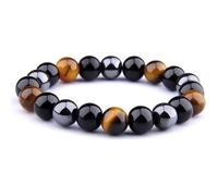 Shop Story - Bracelet "Triple Protection" En ?Il De Tigre, H?Matite Et Obsidienne Noire - Associe En Un Seul Bijou Toutes Les Pierres Protectrices Les Plus Puissantes