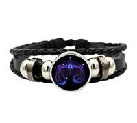 Bracelet Signe Du Zodiaque - 12 Constellations Du Zodiaque Bracelet Unisexe En Cuir PU | Boucle De Poignet Tressé Horoscope Bijoux En Cuir Multicouche Réglable Bijoux Cadeaux Pour Femme Et Homme