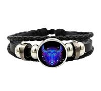 Bracelet signe du zodiaque - Bracelet lumineux avec 12 signes du zodiaque constellation | Bracelets en cuir synthétique unisexe | Bracelet de manifestation sereine pour homme et femme, Refer to
