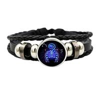 Bracelet signe du zodiaque - Bracelet lumineux avec 12 signes du zodiaque constellation | Bracelets en cuir synthétique unisexe | Bracelet de manifestation sereine pour homme et femme, Refer to