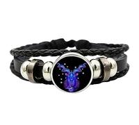 Bracelet signe du zodiaque - Bracelet lumineux avec 12 signes du zodiaque constellation | Bracelets en cuir synthétique unisexe | Bracelet de manifestation sereine pour homme et femme, Refer to