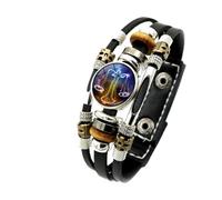 Bracelet Signe Du Zodiaque En Cuir Qui Brille Dans Le Noir | Bracelet à Esprit Multicouche Réglable 12 Signes Du Zodiaque Constellations, Bracelet Du Zodiaque En Cuir Vintage