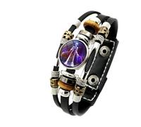 Bracelet Signe Du Zodiaque En Cuir Qui Brille Dans Le Noir | Bracelet à Esprit Multicouche Réglable 12 Signes Du Zodiaque Constellations, Bracelet Du Zodiaque En Cuir Vintage