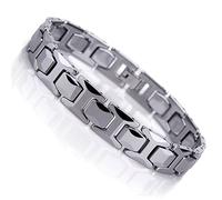 Bracelet solide à maillons pour homme en tungstène poli style pyramide (argent, 11 m)