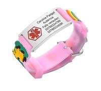 Bracelet SOS pour Enfants avec Numéro de Téléphone - Bracelet en Silicone Étanche Anti-Perte avec Nom pour Enfants, Bracelet d'Identification Médicale Personnalisé pour Filles et Garçons, 5 - 6.5