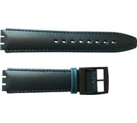 Bracelet spécial Swatch en cuir artificiel avec stitch et agrafe plastique bleu foncé 17mm