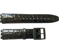Bracelet spécial Swatch en cuir artificiel avec stitch et agrafe plastique noir 17mm