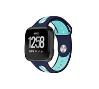 Bracelet Sport en Silicone Bicolor Remplacement pour Fitbit Versa - Bleu foncé&Vert (Taille L)