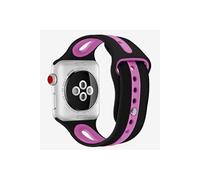 Bracelet Sport en silicone bicolor respirant remplacement pour Apple Watch Series 3 / 2 / 1 42mm - Noir&Violet (Taille S)