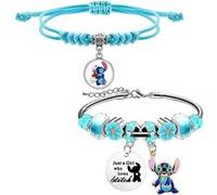 Bracelet Stitch Fille, Lilo et Stitch Bracelet Stitch Bracelet à Breloques Bijoux Stitch pour Enfants Cadeau pour les Cadeaux D'anniversaire Noël des Filles argenté G
