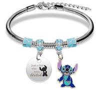 Bracelet Stitch Fille, Stitch Bracelet, Lilo stitch Bracelet, Stitch Bracelet à Breloques, Stitch Bracelet en Alliage, Bijoux Stitch, Cadeau d'Anniversaire pour Fille Amie argenté G