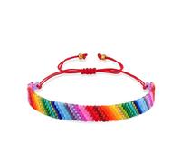 Bracelet Surfeur Arc-En-Ciel RéGlable Fait Main En Perles De Rocaille Pour Femme, Cadeau Surprise