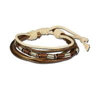 Bracelet Surfeur Silberdream Marron Blanc Unisexe - Cuir De Vachette Tannée - La1237f