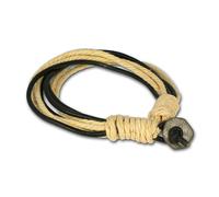 Bracelet Surfeur Silberdream Noir Beige Unisexe - Cuir De Vachette Tannée - La3247s