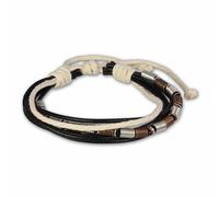Bracelet Surfeur Silberdream Noir Blanc Unisexe - Cuir De Vachette Tannée - La1237w