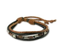 Bracelet Surfeur Silberdream Noir Marron Unisexe - Cuir De Vachette Tannée - La1237s