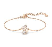Bracelet Swan, Tailles variées, Cygne, Blanc, Placage de ton or rosé OS