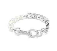 Bracelet Dextera, Perle de cristal, Liens mélangés, Blanc, Métal rhodié