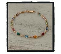 Bracelet - Swarovski - Multicolores - Plaqué Or 18 Carats - Bijoux Femme - 18 cm Longueur